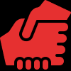 Red emblem of a handshake