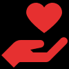 Hand holding a heart icon