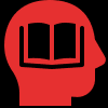 Red silhouette with book in head